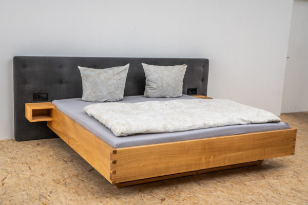 Massivholzbett Bett aus Kirsche schwebend Metallfrei bett mit Zinken Ansicht - Holzquadrat OHG